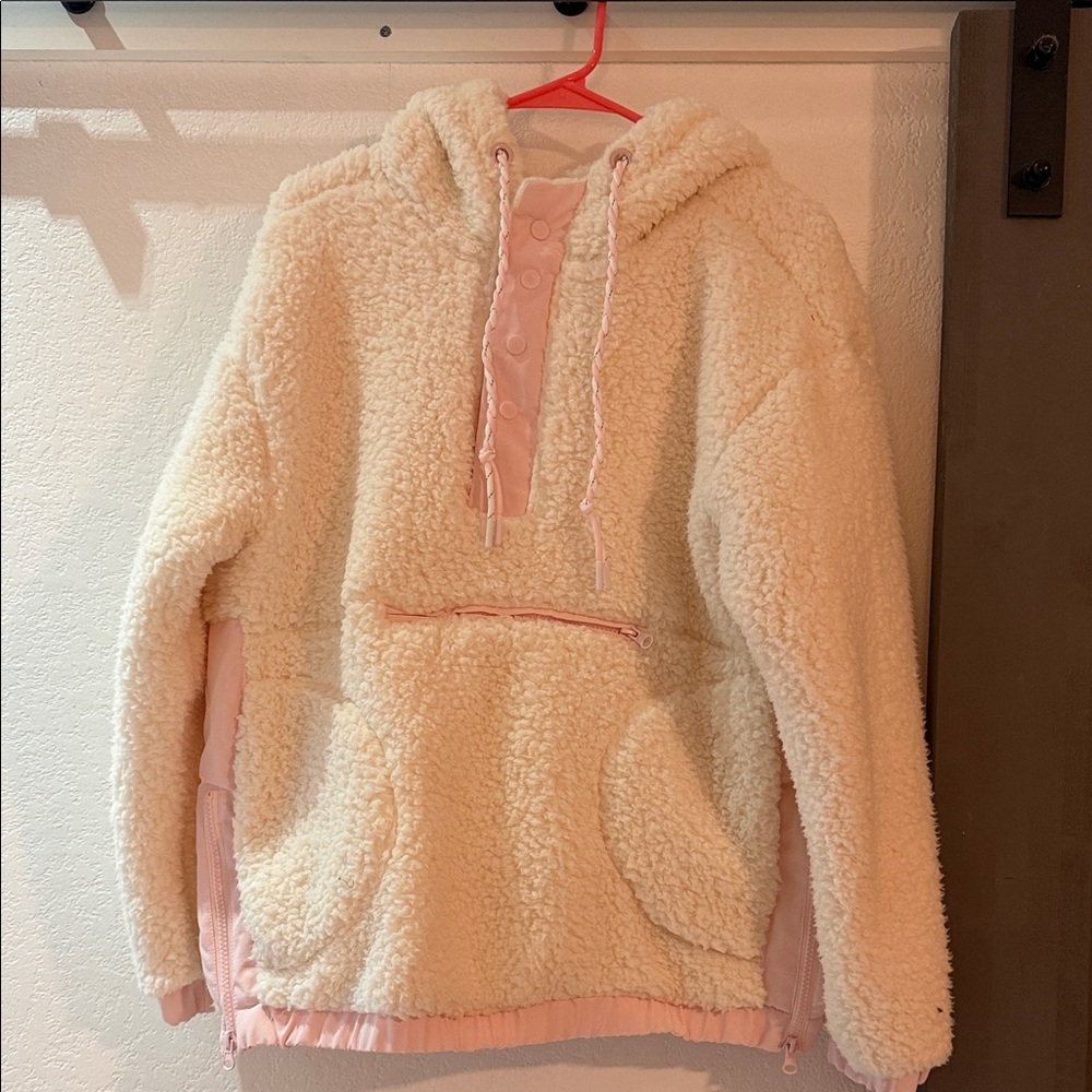 Women's Cream and Pink Sherpa Hoodie